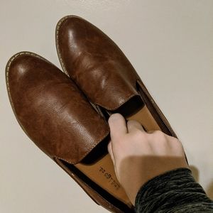 Brown Leather Slip-on Shoes